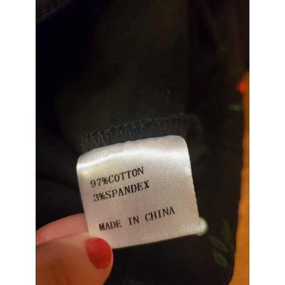 Lifted Anchors Rialto Jacket Black Denim Mens Small Embroidered Flowers Hearts - Picture 8 of 11